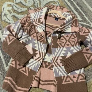 GAP Geometric Pink and Brown Cardigan